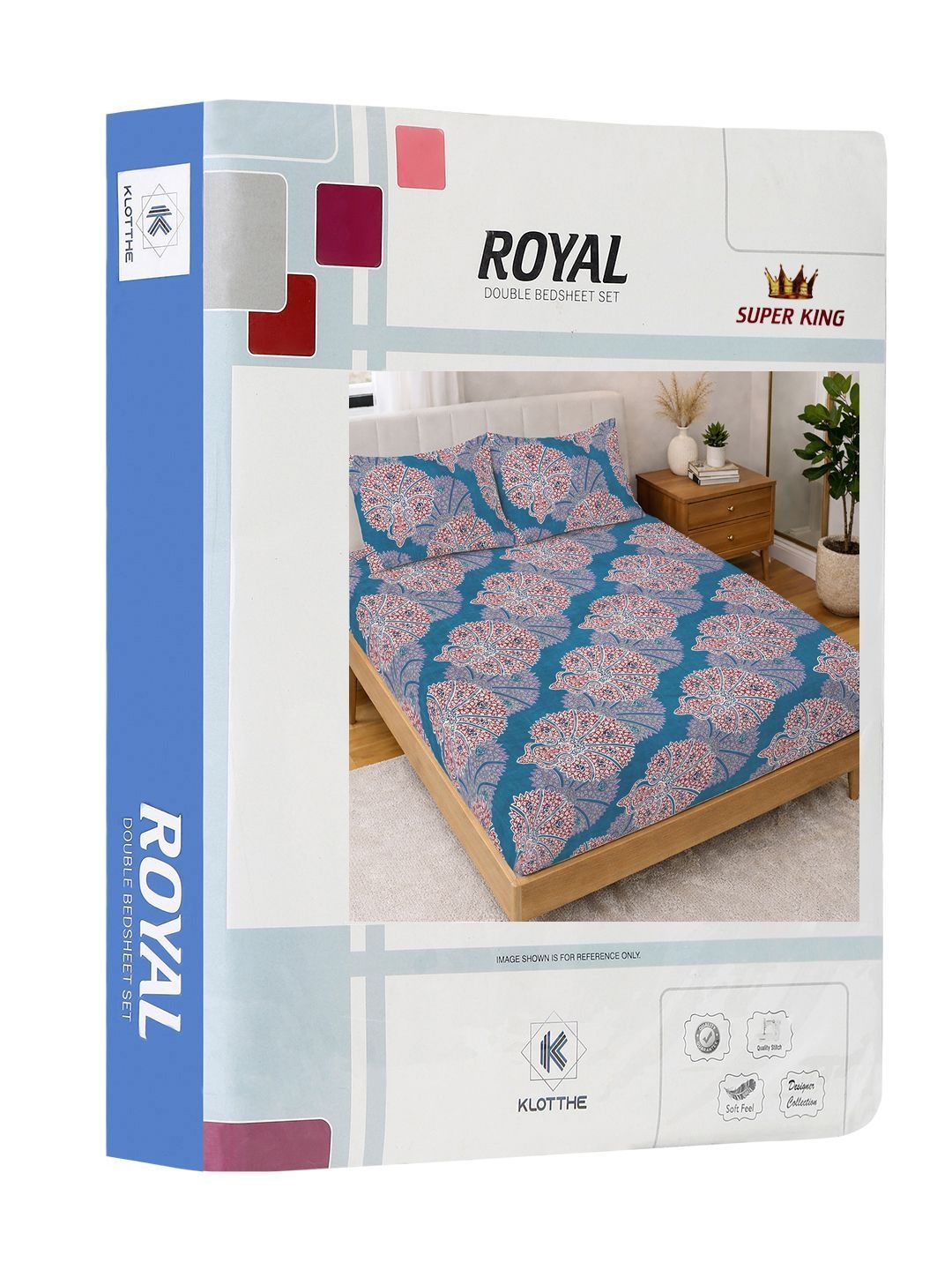 KLOTTHE Motif Etnik Biru 300 TC Cadar Super King Halus
