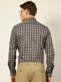 Thomas Scott Men Smart Button-Down Collar Tartan Checked Cotton Formal Shirt