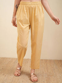 Vishudh Cream Floral Printed Beads and Stones Pure Cotton Kaftan Kurta With Trousers
