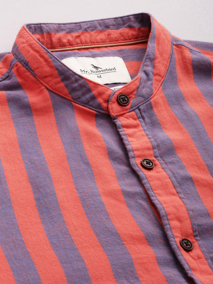 Mr Bowerbird Pure Cotton Tailored Fit Opaque Striped Casual Shirt