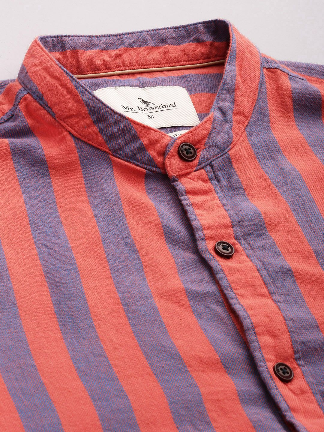 Mr Bowerbird Pure Cotton Tailored Fit Opaque Striped Casual Shirt