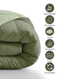 Story@home Olive Green Solid Reversible 240 GSM Heavy Winter Double Bed Comforter