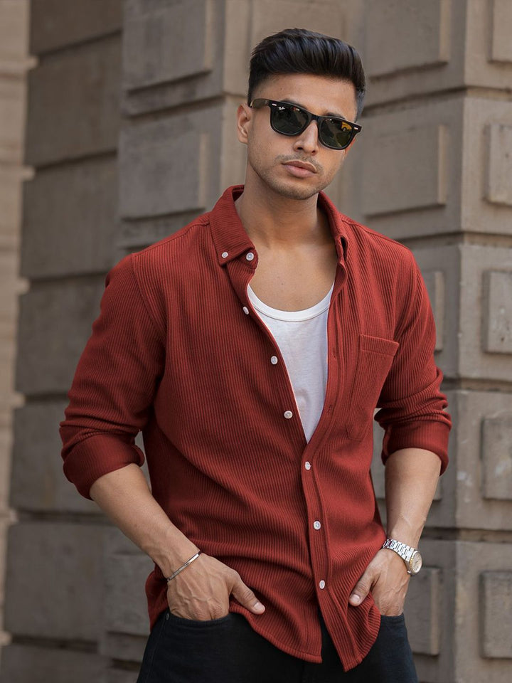 Powerlook Men Solid Spread Collar Casual Shirt