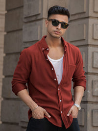 Powerlook Men Solid Spread Collar Casual Shirt