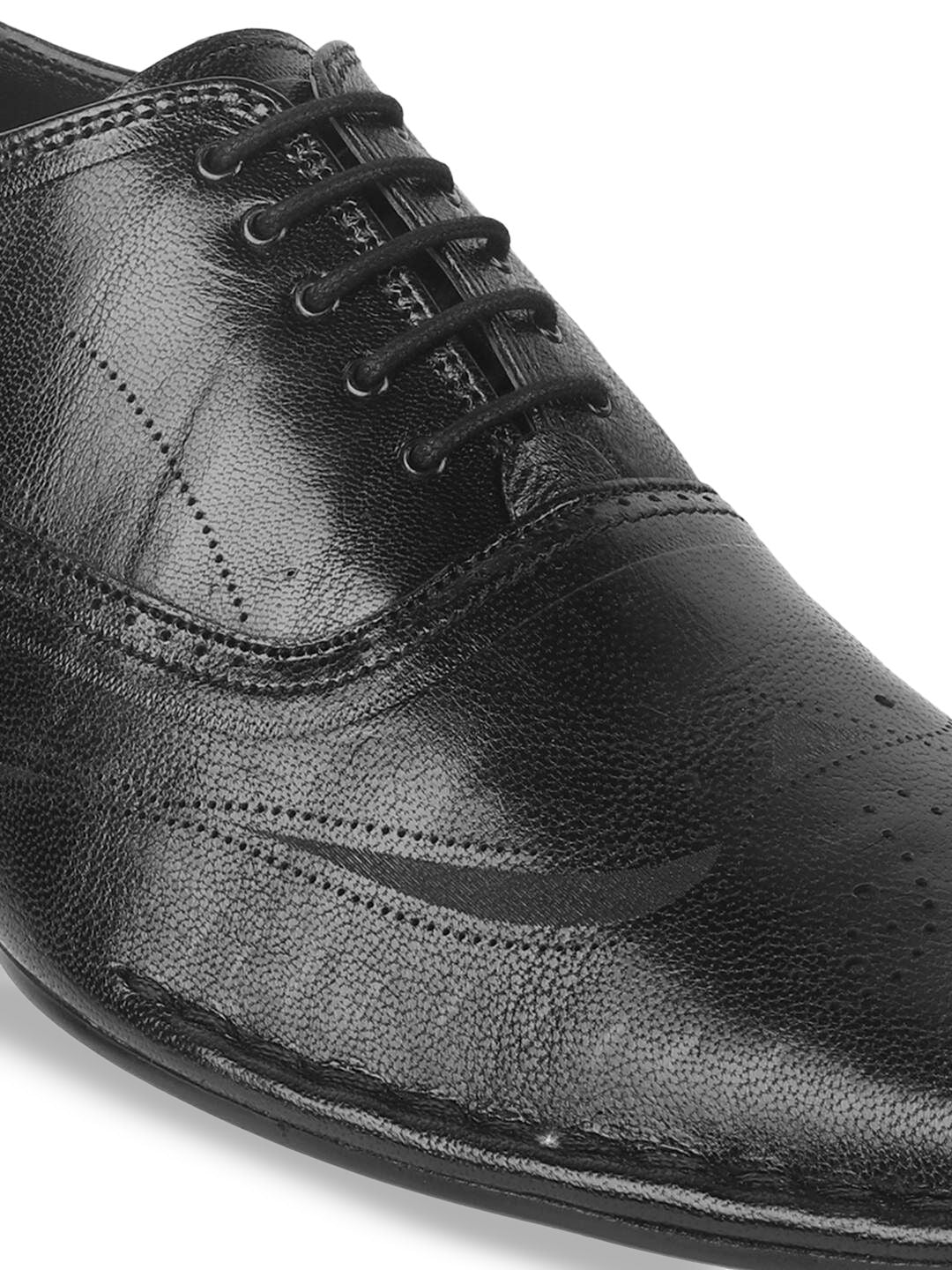 Mochi Men Textured Leather Square Toe Formal Oxfords