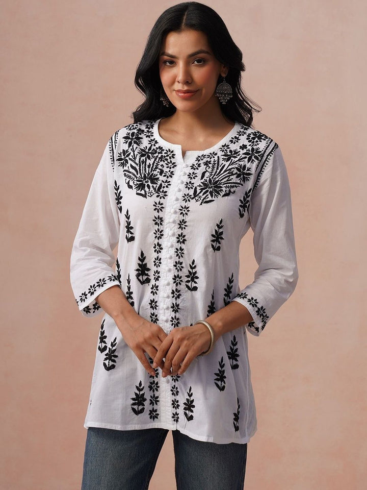 Rumah Wanita Chikankari Kurta Chikankari Sulaman Bunga