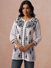 Rumah Wanita Chikankari Kurta Chikankari Sulaman Bunga