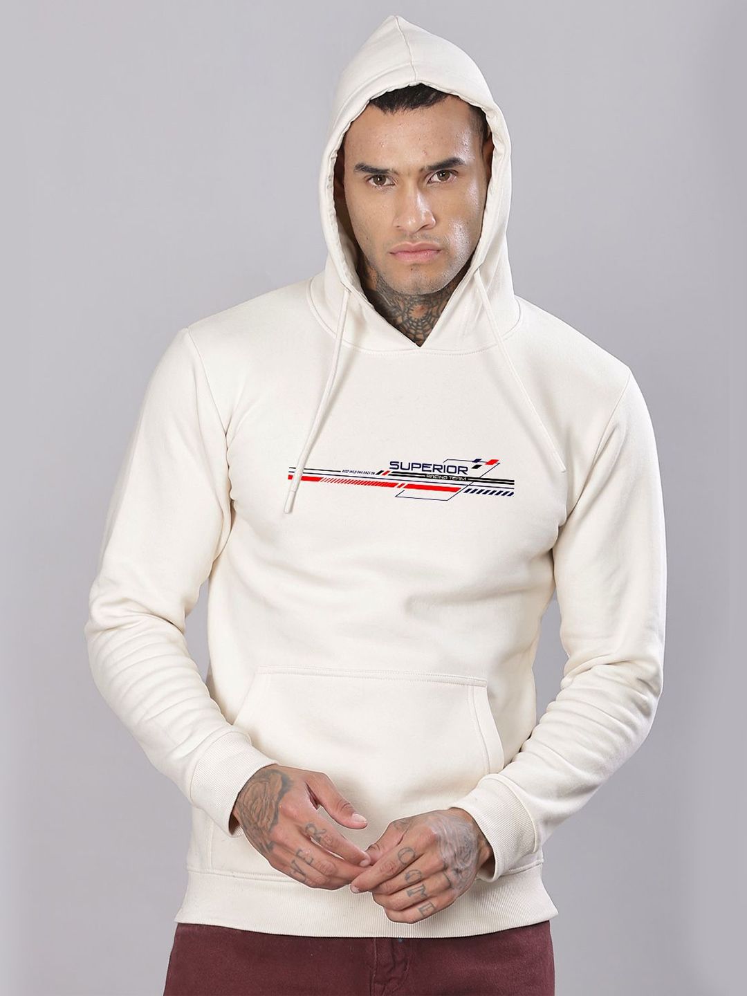 ADRO Men Graphic Printed Hooded Sweatshirt