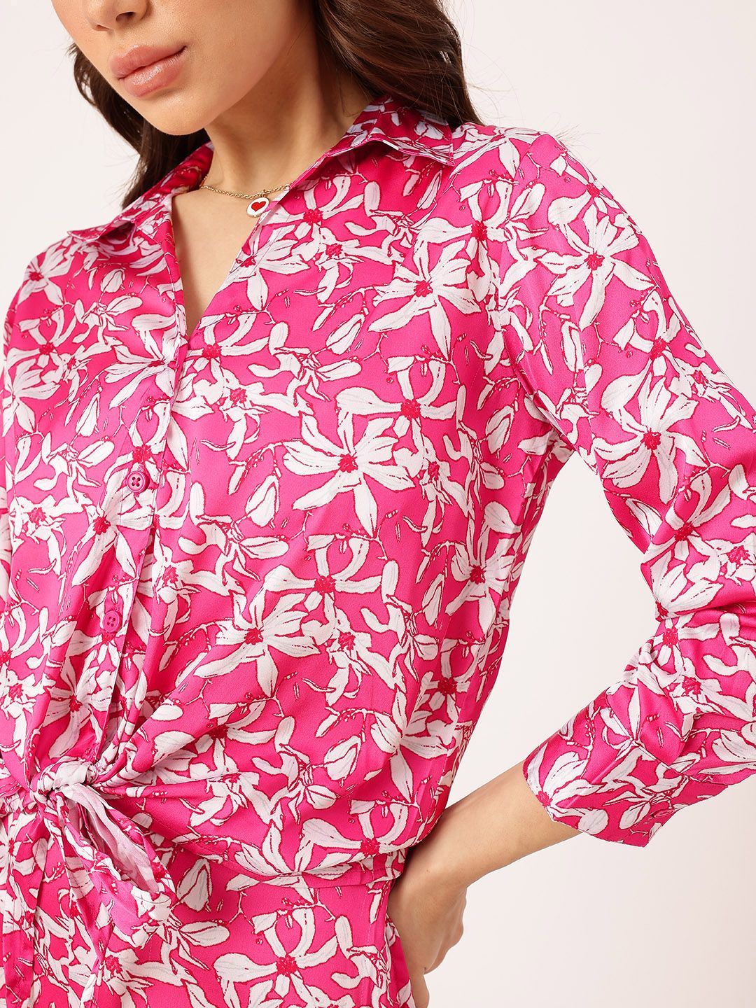 DressBerry Floral Garden Party Tie-Up Hem Shirt