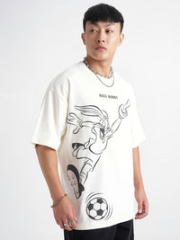Highlander Looney Tunes Bercetak Lengan Khotbah Leher Leher Bulat