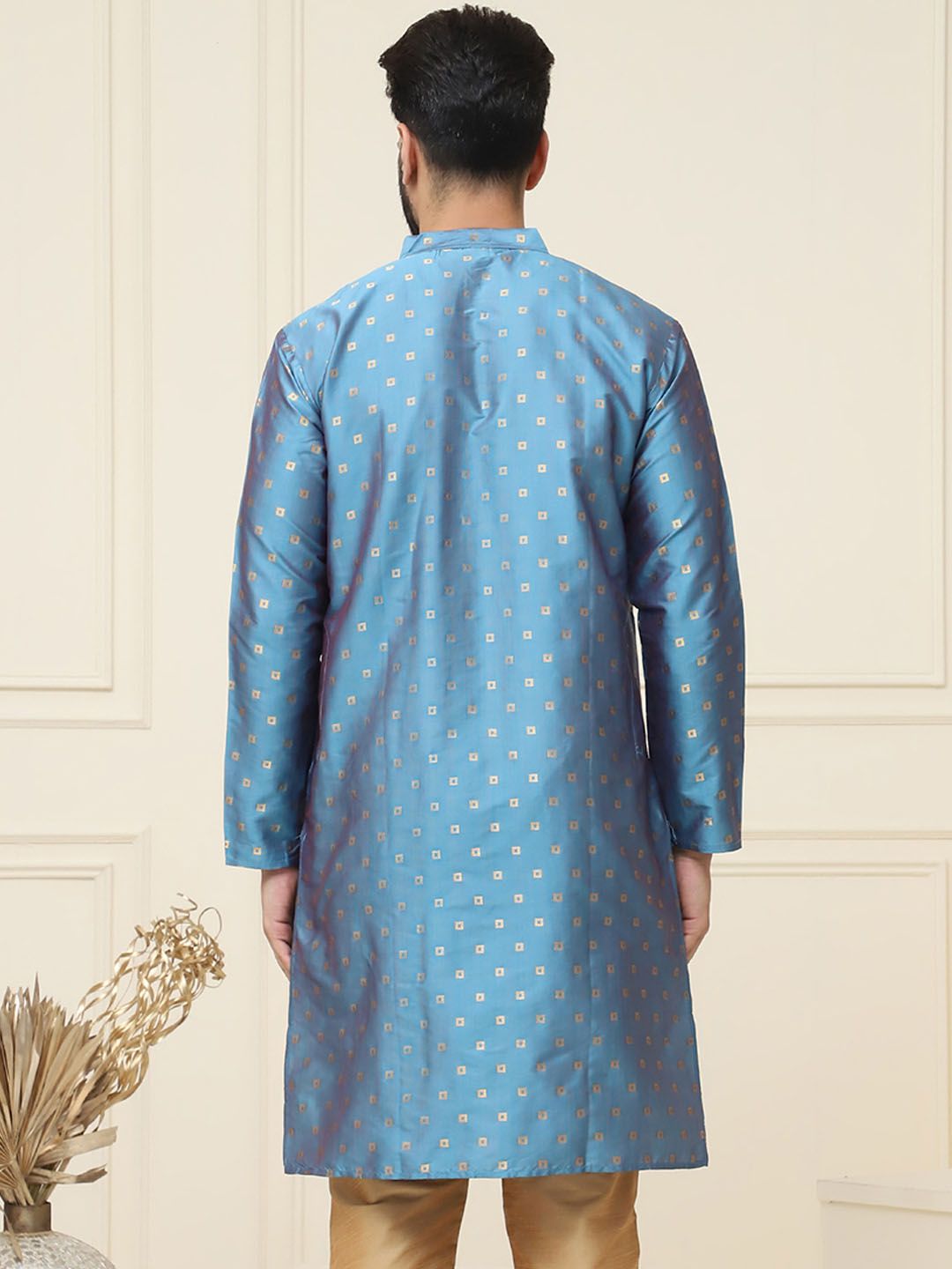 SOJANYA Kurta Lurus Kolar Jalur Bercetak Geometrik