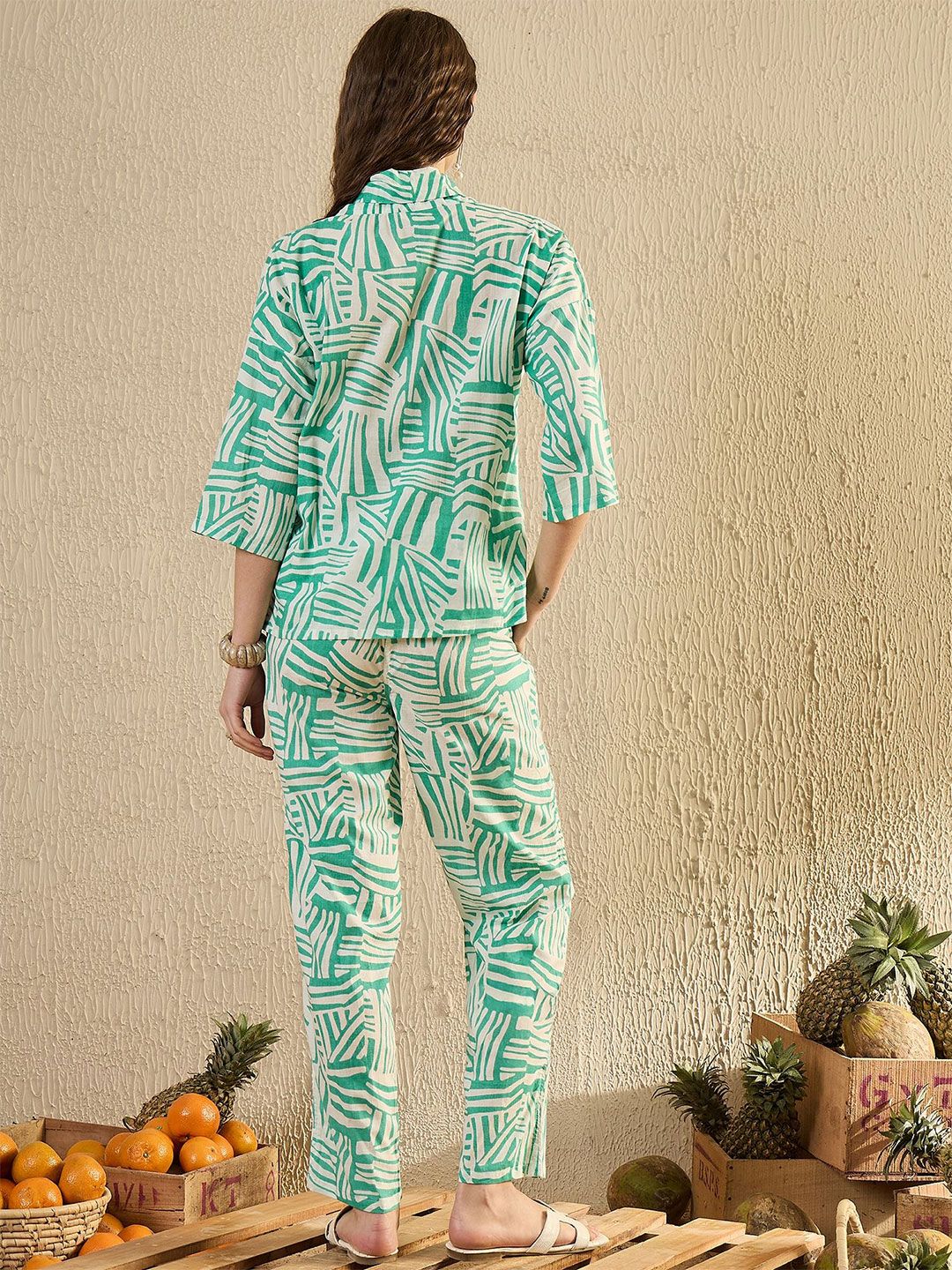 Sanskrutihomes Wanita Kapas Tulen Bercetak V- Night Night Suit