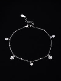 PANASH 925 Sterling Silver Bersalut Rhodium Zirkonia Kubik Gelang Pesona