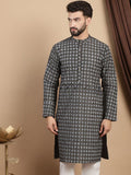 Anouk Black Ethnic Motifs Mandarin Collar Printed Straight Kurta