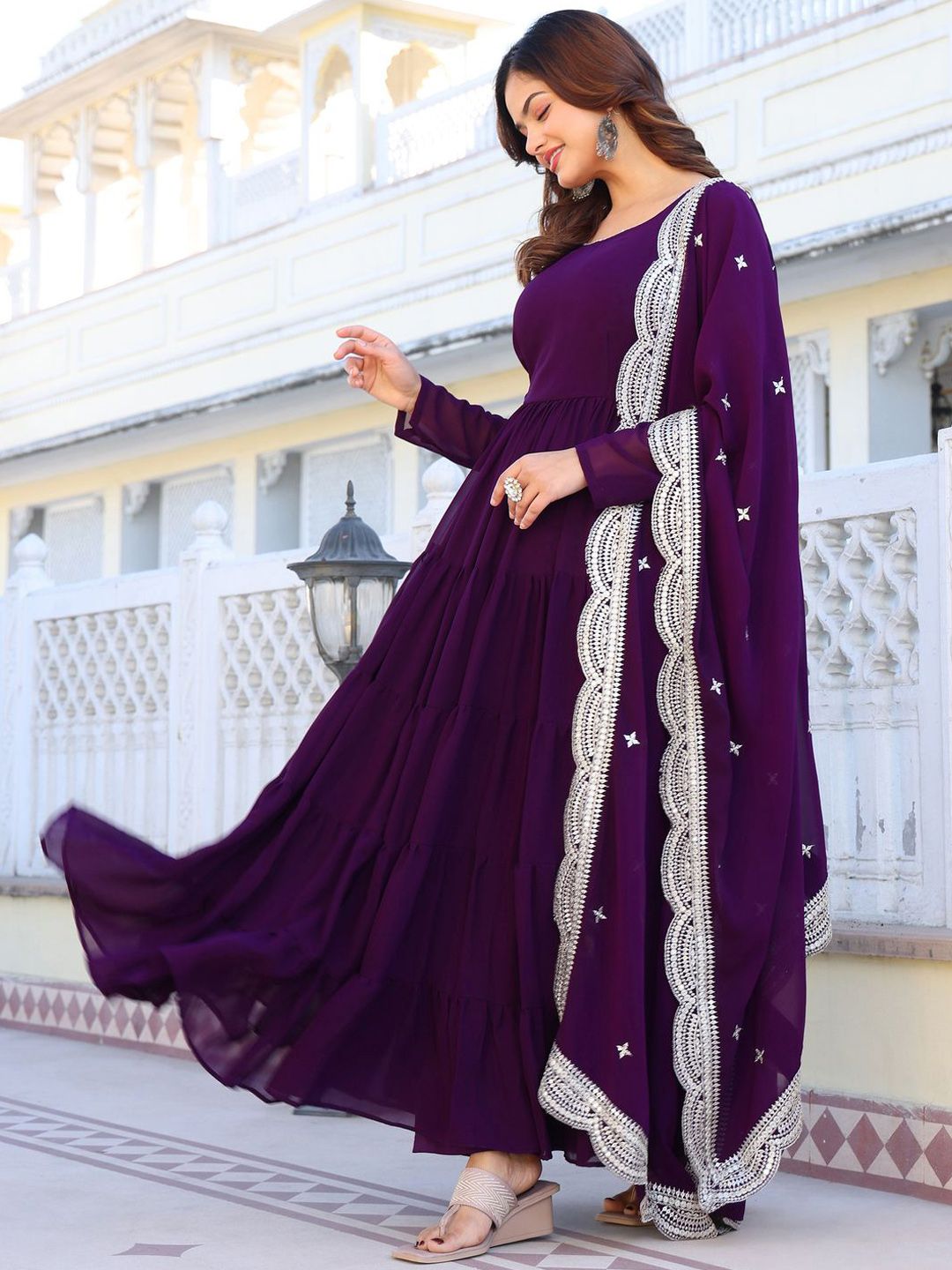 KALINI Women Ethnic Motifs Layered Kurta with Pyjamas & With Dupatta