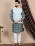 Motif Etnik Biru Anouk Bersulam Benang Lurus Bekerja Kurta Kapas Tulen dengan Churidar
