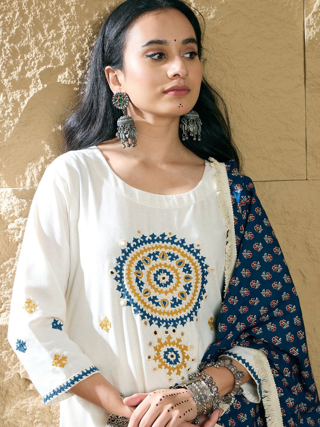 Indo Era Women Ethnic Motifs Embroidered Kurta with Trousers & Dupatta