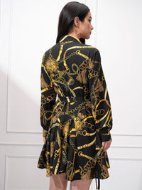 Tokyo Talkies Women Printed Satin Mini Wrap Dress