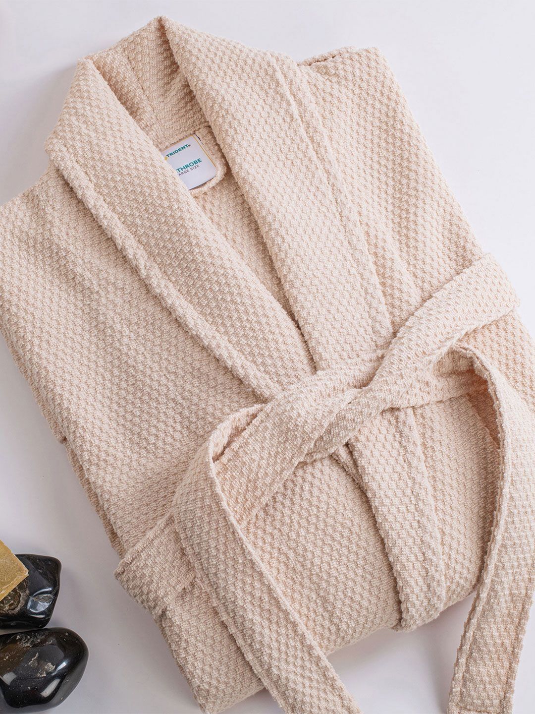 MYTRIDENT Urban Comfort Unisex Beige Colored 240 GSM Pure Cotton Bath Robe