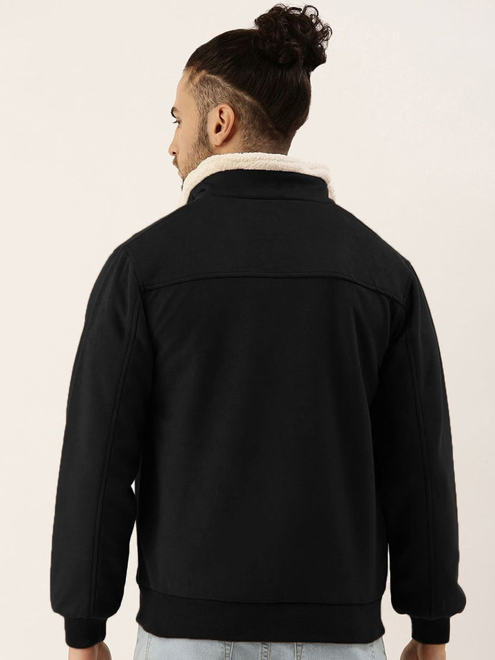 Campus Sutra Men Spread Collar Solid Casual Bomber Jacket