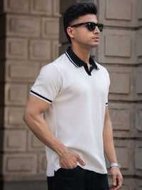 Powerlook Men Self Design Polo Collar Cotton T-shirt