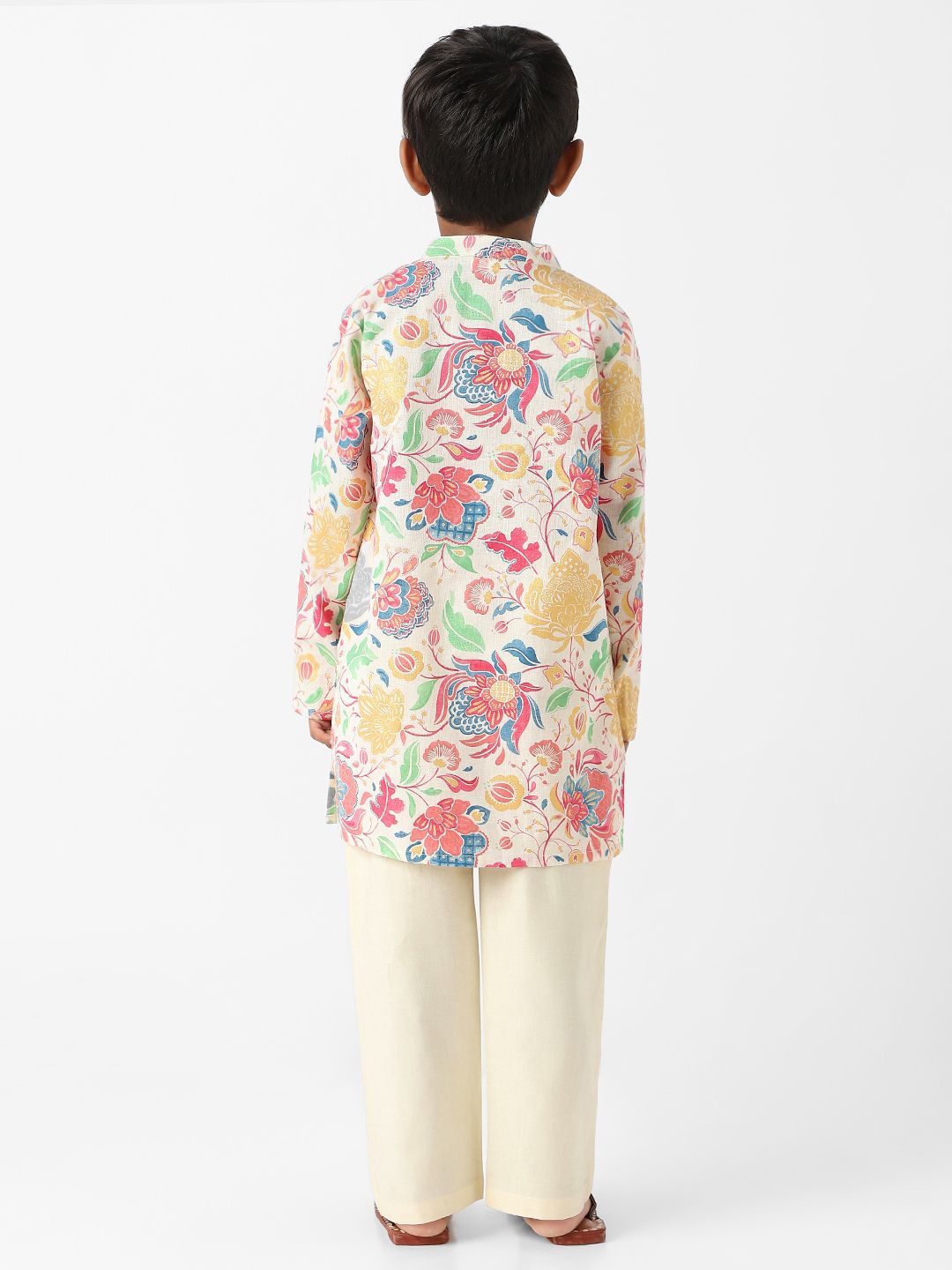 Nauti Nati Boys Floral Printed Regular Pure Cotton Kurta with Pyjamas