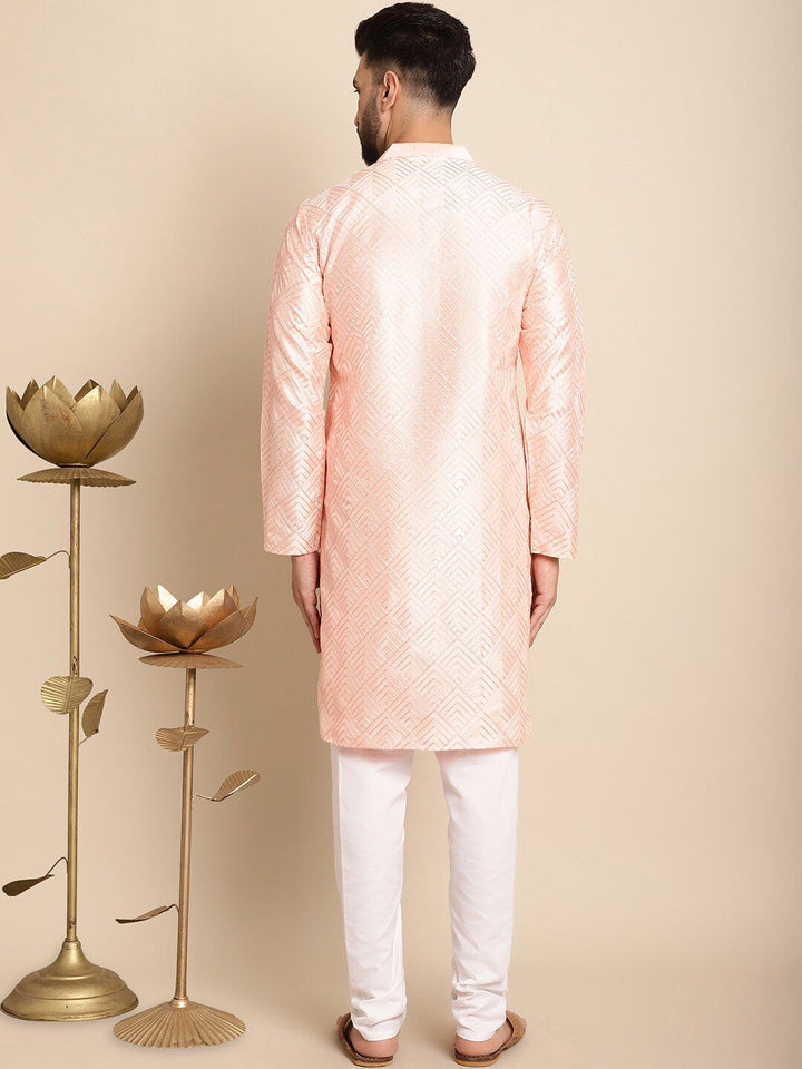 Anouk Pink Embroidered Thread Work Regular Kurta with Churidar