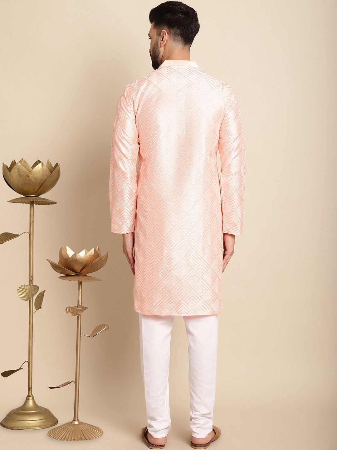 Anouk Pink Embroidered Thread Work Regular Kurta with Churidar