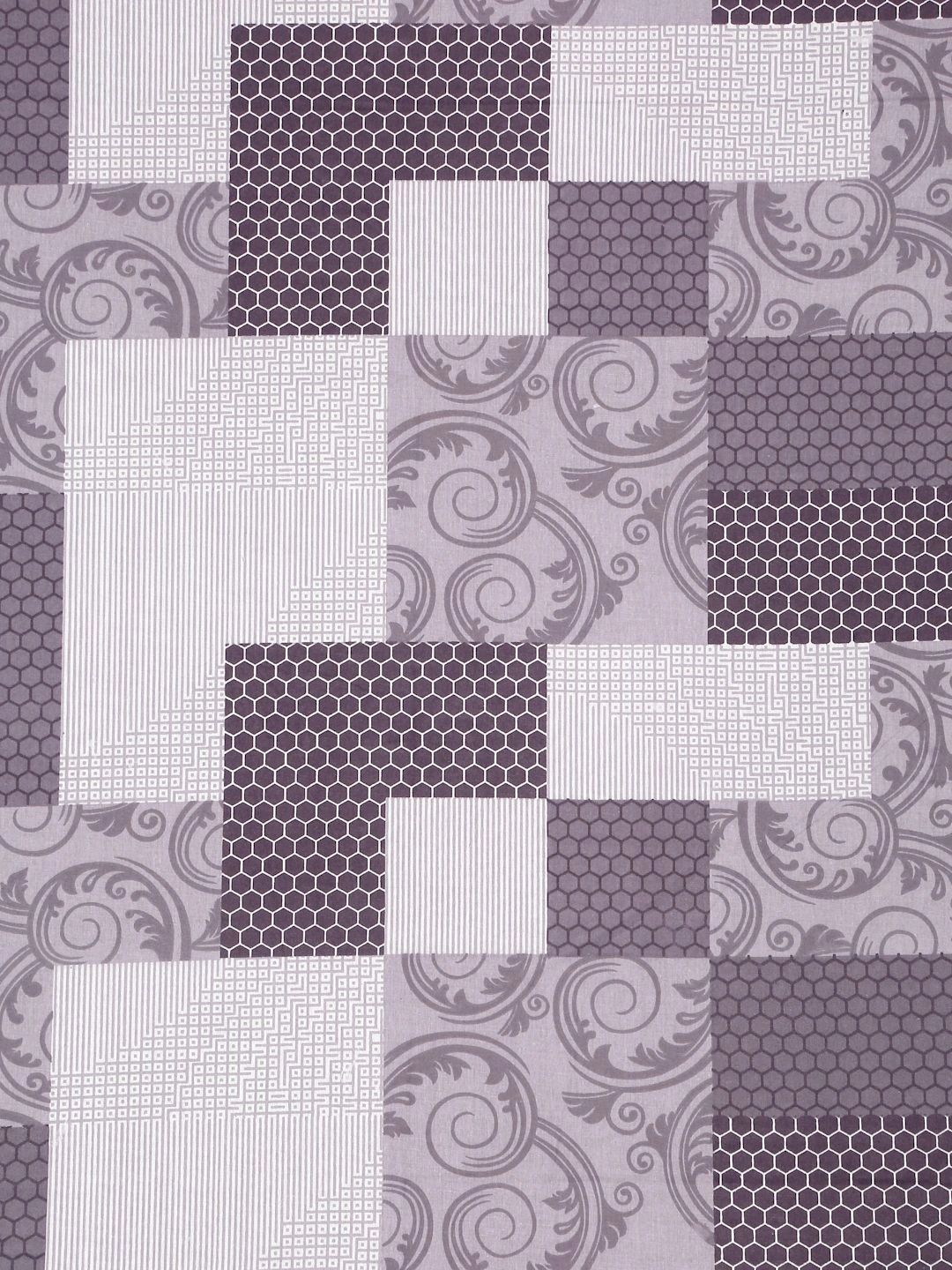 Myntra Elegant Homes Purple & White Geometric 400 TC Single Bedsheet with 1 Pillow Covers