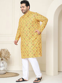SOJANYA PLUS Motif Etnik Bercetak Linen Kapas Kurta Lurus dengan Piyama