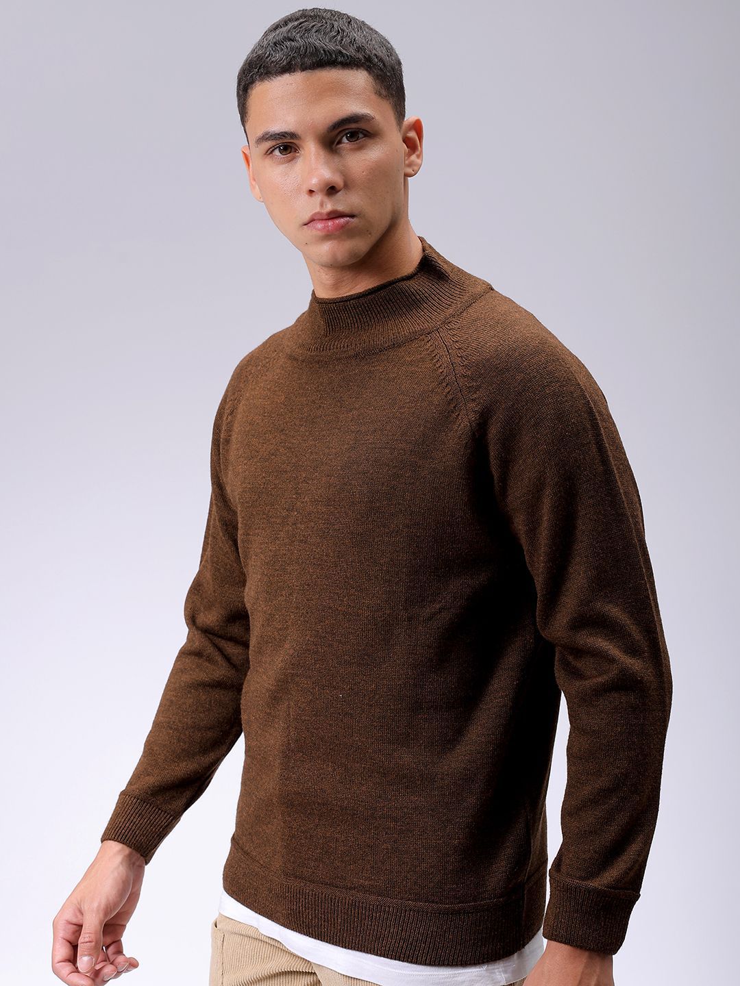 The Indian Garage Co Men Mock Collar Pullover Sweaters