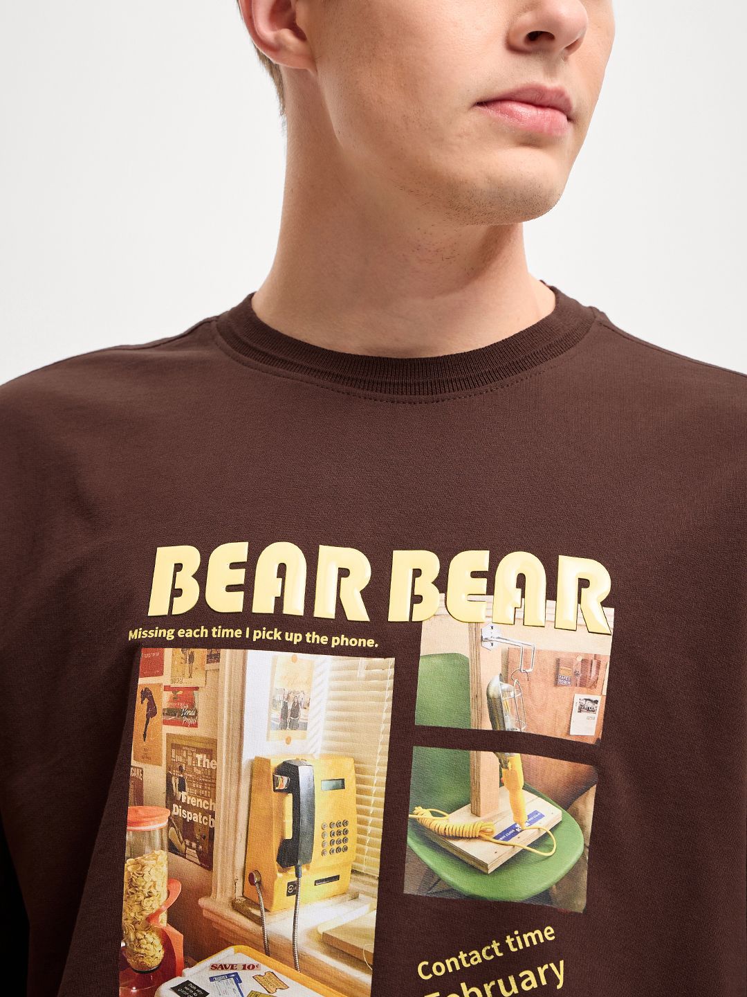 THE BEAR HOUSE Men Graphic Printed Round Neck Pure Cotton Oversized T-shirt