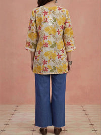 Rumah Wanita Chikankari Floral Printed Chikankari Floral Kurta