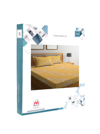 Myntra Elegant Homes Yellow Floral Cotton 400 TC Dilengkapi Cadar King & 2 Sarung Bantal