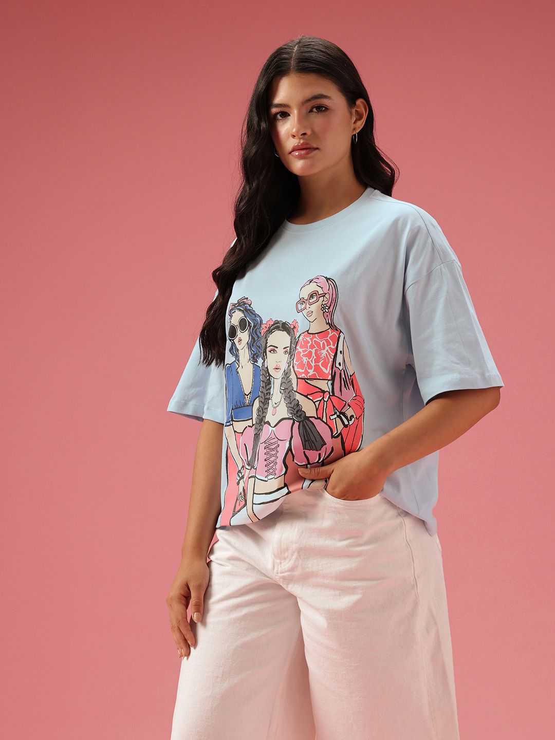 DressBerry Relaxed Fit Graphic Printed Pure Cotton T-shirt