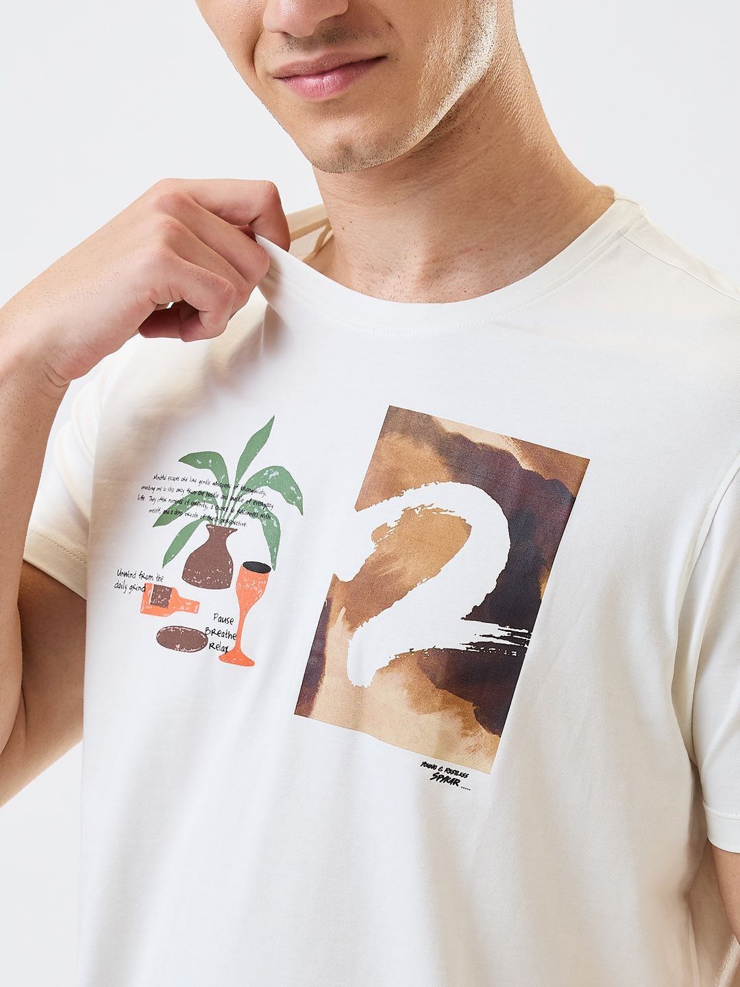 SPYKAR Men Graphic Printed Round Neck Cotton Slim Fit T-shirt