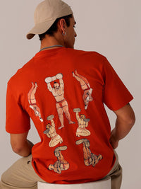 The Indian Garage Co Men Back Printed Boxy Oversized Round Neck T-shirt