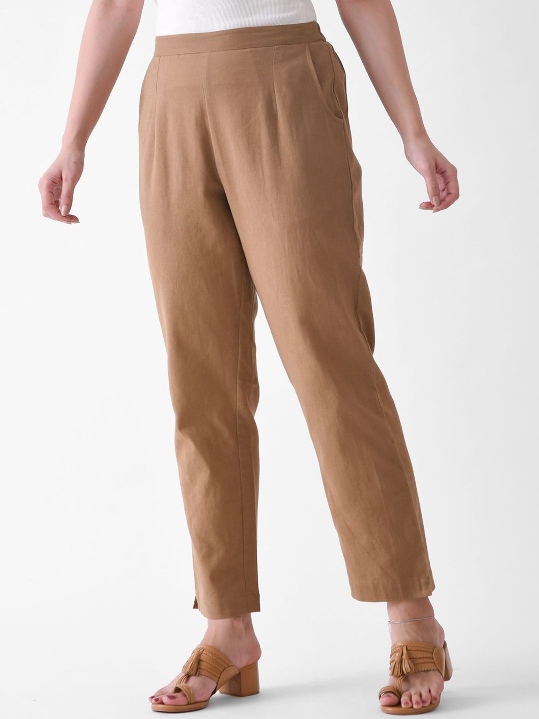 Rustorange Pure Cotton Mid-Rise Trouser