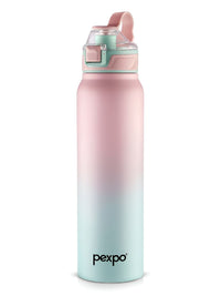 Pexpo Pink & Green Colourblocked Stainless Steel Double Wall Vacuum Water Bottle-940ml
