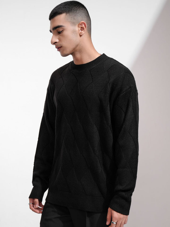 HIGHLANDER Men Round Neck Drop Shoulder Relaxed Sweater