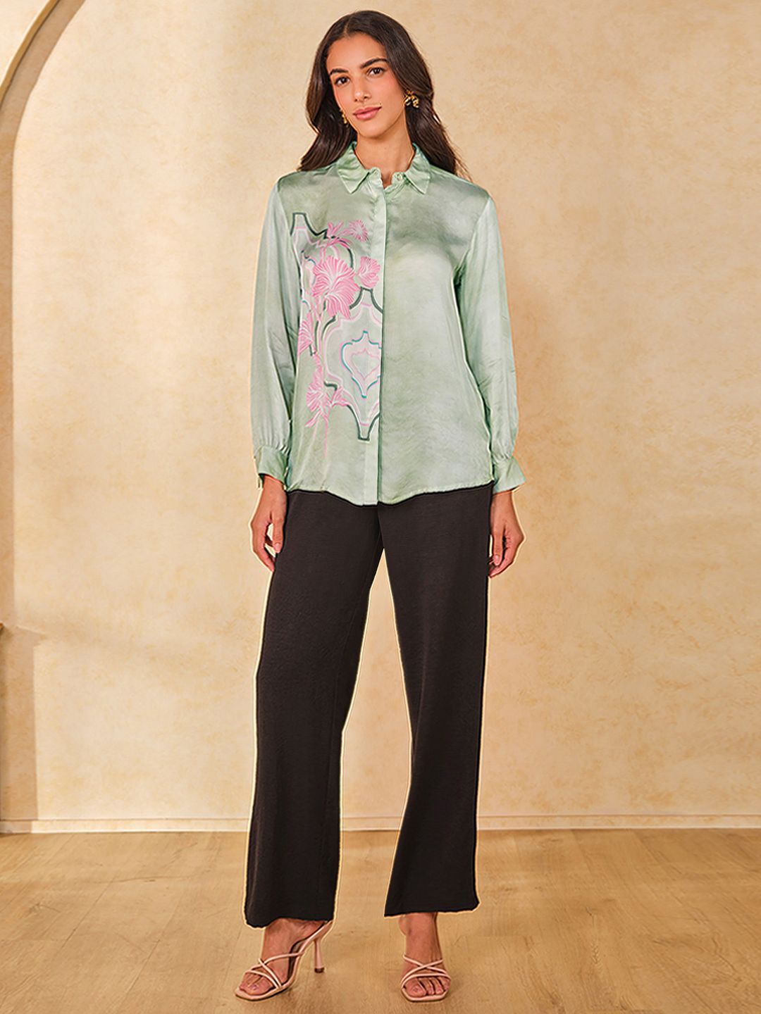 AND Floral Print Shirt Style Top