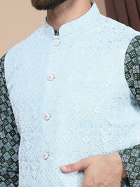 Anouk Green Ethnic Motifs Printed Straight Kurta with Churidar