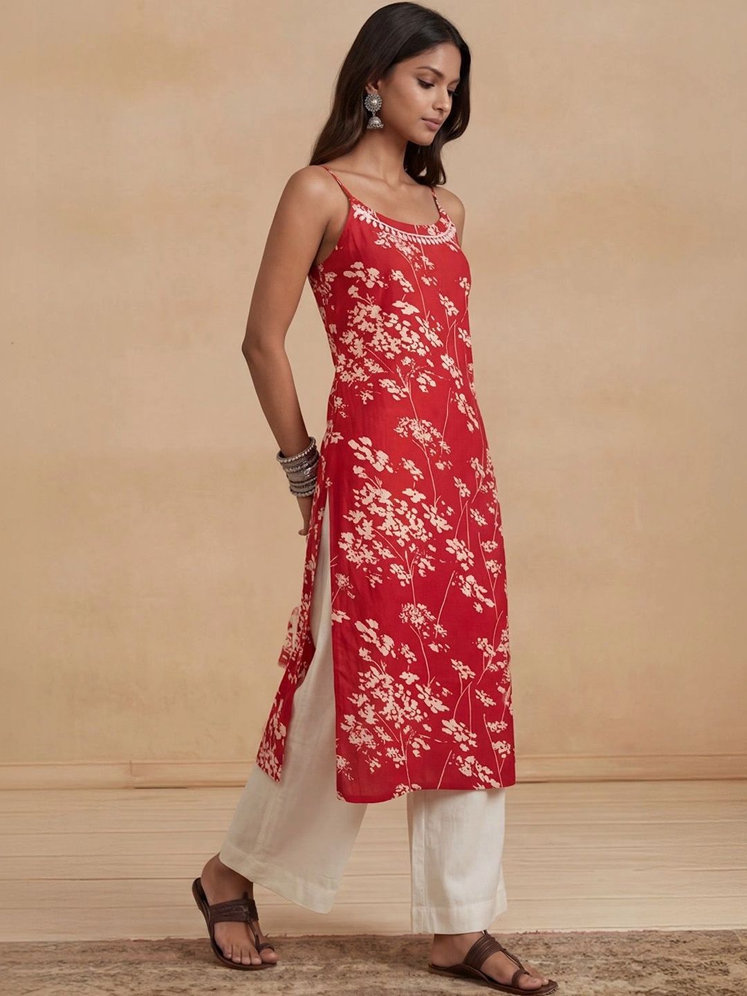 Rumah Wanita Chikankari Floral Printed Chikankari Floral Kurta