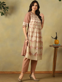 Mamicha Women Printed Pleated Pure Cotton Kurta with Seluar