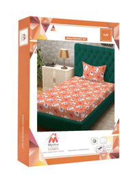 Myntra Elegant Homes Orange Conversational Pure Cotton 400 TC Single Cadar Superfine dengan Sarung Bantal-87 x 93 inci