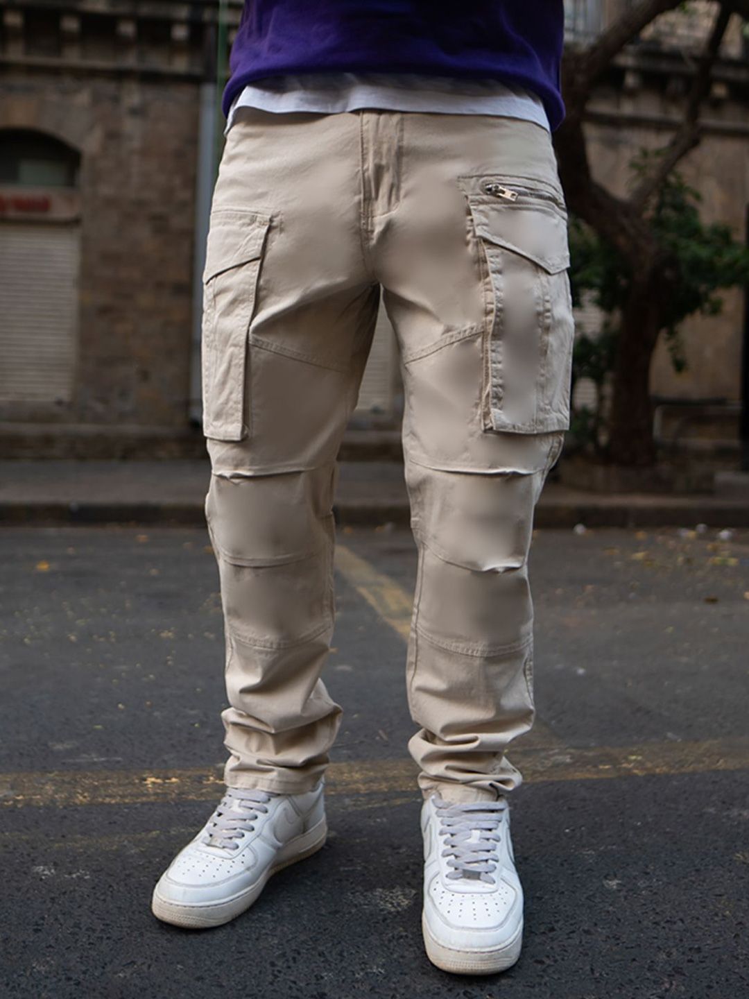 Powerlook Men Beige Regular Fit Cargo Pant