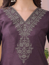 KALINI Yoke Design Sequinned Straight Kurta With Trousers And Dupatta