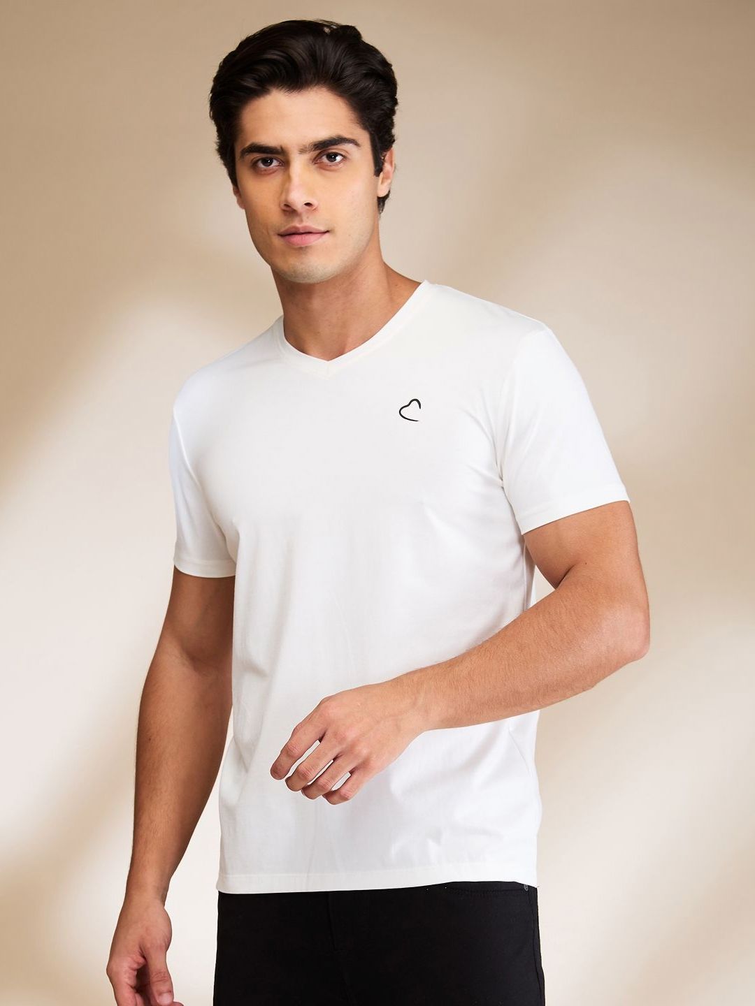 Being Human Men Solid V-Neck Cotton Slim Fit T-shirt
