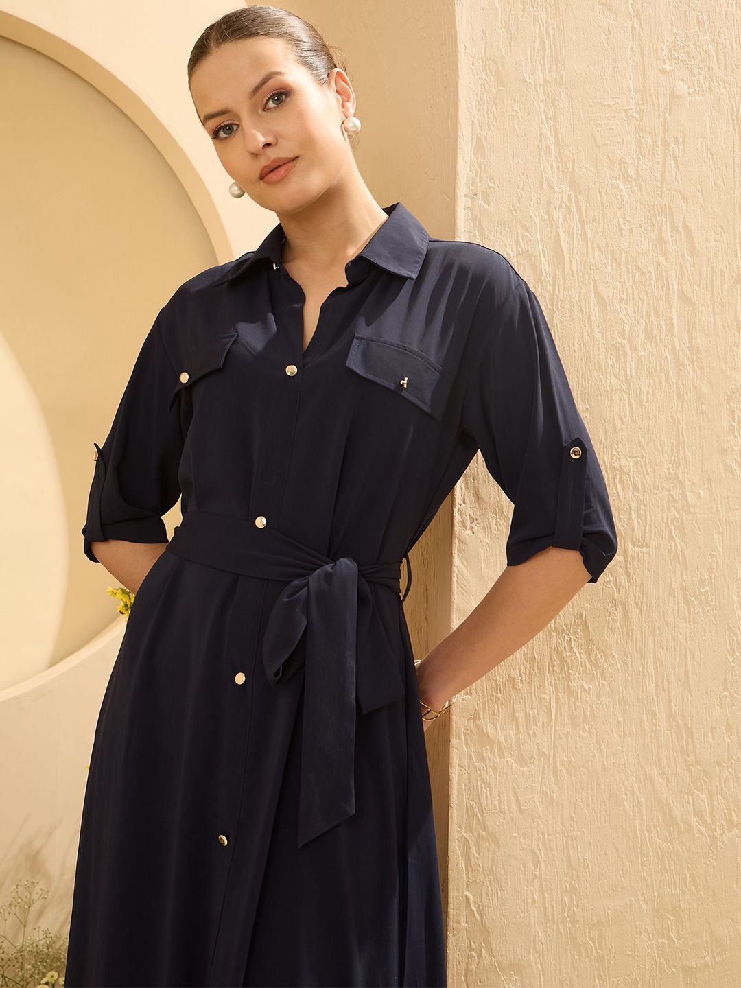 Antheaa Women Shirt Midi Dress