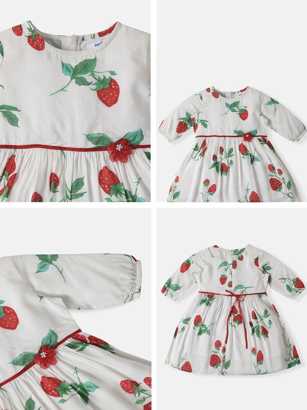 Nauti Nati Girls Soft Rayon Cotton Strawberry Print Frock